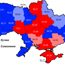 Распределение голосов на выборах президента Украины в 1999г.