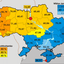 Распределение голосов на выборах президента Украины в 2004г.