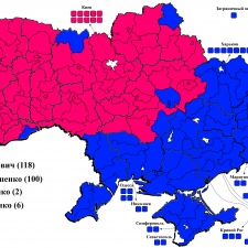 Распределение голосов на выборах президента Украины в 2010г.
